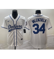 Men's Los Angeles Dodgers #34 Fernando Valenzuela White With Patch Cool Base Stitched Baseball Jersey1 Men's Los Angeles Dodgers #34 Fernando Valenzuela White With Patch Cool Base Stitched Baseball Jersey1