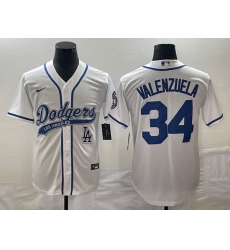 Men's Los Angeles Dodgers #34 Fernando Valenzuela White With Patch Cool Base Stitched Baseball Jersey Men's Los Angeles Dodgers #34 Fernando Valenzuela White With Patch Cool Base Stitched Baseball Jersey