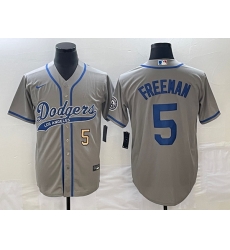 Men's Los Angeles Dodgers #5 Freddie Freeman Number Grey Cool Base Stitched Baseball Jersey Men's Los Angeles Dodgers #5 Freddie Freeman Number Grey Cool Base Stitched Baseball Jersey