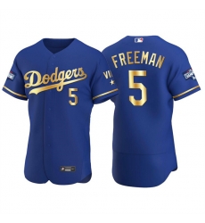 Men's Los Angeles Dodgers #5 Freddie Freeman Royal Golden Flex Base Stitched Jersey Men's Los Angeles Dodgers #5 Freddie Freeman Royal Golden Flex Base Stitched Jersey