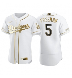 Men's Los Angeles Dodgers #5 Freddie Freeman White Golden Flex Base Stitched Jersey Men's Los Angeles Dodgers #5 Freddie Freeman White Golden Flex Base Stitched Jersey