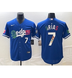 Men's Los Angeles Dodgers #7 Julio Urias Number Blue Cool Base Stitched Jersey4 Men's Los Angeles Dodgers #7 Julio Urias Number Blue Cool Base Stitched Jersey4