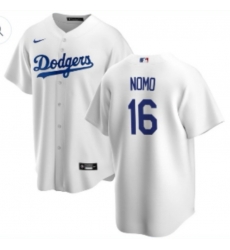 Men's Los Angeles Dodgers Hideo Nomo #16 White Stitched Nike cool Base Jersey