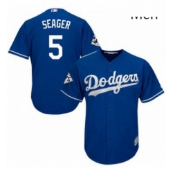 Mens Majestic Los Angeles Dodgers 5 Corey Seager Replica Royal Blue Alternate 2017 World Series Bound Cool Base MLB Jersey