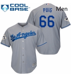 Mens Majestic Los Angeles Dodgers 66 Yasiel Puig Replica Grey Road 2017 World Series Bound Cool Base MLB Jersey Mens Majestic Los Angeles Dodgers 66 Yasiel Puig Replica Grey Road 2017 World Series Bound Cool Base MLB Jersey