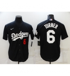 Men's Nike Los Angeles Dodgers #6 Trea Turner Black Cool Base Jersey Men's Nike Los Angeles Dodgers #6 Trea Turner Black Cool Base Jersey