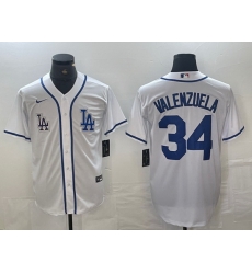 MEN Los Angeles Dodgers 34 Toro Valenzuela White Stitched Jersey MEN Los Angeles Dodgers 34 Toro Valenzuela White Stitched Jersey