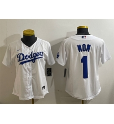 Women Los Angeles Dodgers 1 Mom White Cool Base Stitched Baseball Jersey Women Los Angeles Dodgers 1 Mom White Cool Base Stitched Baseball Jersey