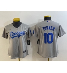 Women Los Angeles Dodgers 10 Justin Turner Grey Stitched Jersey Women Los Angeles Dodgers 10 Justin Turner Grey Stitched Jersey