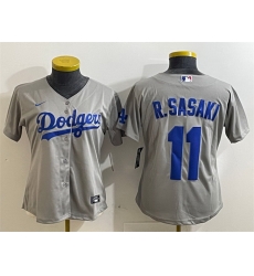 Women Los Angeles Dodgers 11 Roki Sasaki Grey Cool Base Stitched Baseball Jersey Women Los Angeles Dodgers 11 Roki Sasaki Grey Cool Base Stitched Baseball Jersey
