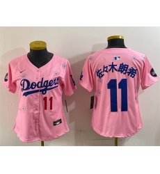 Women Los Angeles Dodgers 11 u4F50 u3005 u6728 u6717 u5E0C Pink 2025 Tokyo Series Limited Stitched Baseball Jersey Women Los Angeles Dodgers 11 u4F50 u3005 u6728 u6717 u5E0C Pink 2025 Tokyo Series Limited Stitched Baseball Jersey