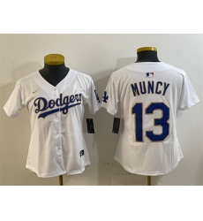 Women Los Angeles Dodgers 13 Max Muncy White Gold Limited Stitched Baseball Jersey