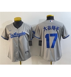 Women Los Angeles Dodgers 17 Shohei Ohtani Grey Stitched Jersey 2 Women Los Angeles Dodgers 17 Shohei Ohtani Grey Stitched Jersey 2
