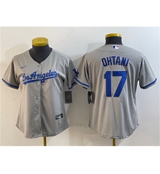 Women Los Angeles Dodgers 17 Shohei Ohtani Grey Stitched Jersey 3 Women Los Angeles Dodgers 17 Shohei Ohtani Grey Stitched Jersey 3