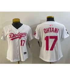 Women Los Angeles Dodgers 17 Shohei Ohtani White Pink Vin 26 Kobe Patch Limited Stitched Baseball Jersey Women Los Angeles Dodgers 17 Shohei Ohtani White Pink Vin 26 Kobe Patch Limited Stitched Baseball Jersey