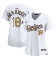 Women Los Angeles Dodgers 18 Yoshinobu Yamamoto White 2025 Gold Collection Limited Stitched Baseball Jersey Women Los Angeles Dodgers 18 Yoshinobu Yamamoto White 2025 Gold Collection Limited Stitched Baseball Jersey