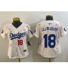 Women Los Angeles Dodgers 18  u5C71 u672C u7531 u4F38 Cream 2025 Tokyo Series Limited Stitched Baseball Jersey