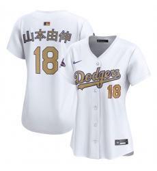 Women Los Angeles Dodgers 18 u5C71 u672C u7531 u4F38 White 2025 Gold Collection Limited Stitched Baseball Jersey Women Los Angeles Dodgers 18 u5C71 u672C u7531 u4F38 White 2025 Gold Collection Limited Stitched Baseball Jersey