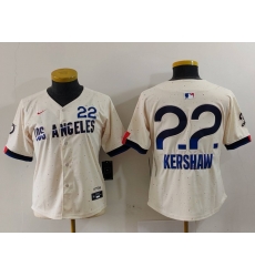 Women Los Angeles Dodgers 22 Clayton Kershaw Cream Stitched Jersey 2 Women Los Angeles Dodgers 22 Clayton Kershaw Cream Stitched Jersey 2