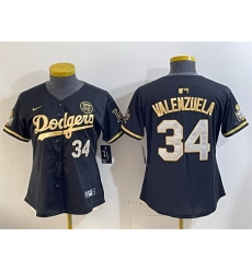 Women Los Angeles Dodgers 34 Toro Valenzuela Black Gold 2024 World Series With Fernando Memorial Patch Limited Stitched Baseball Jersey Women Los Angeles Dodgers 34 Toro Valenzuela Black Gold 2024 World Series With Fernando Memorial Patch Limited Stitched Baseball Jersey