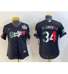 Women Los Angeles Dodgers 34 Toro Valenzuela Black Mexico 2024 World Series Cool Base Stitched Jersey Women Los Angeles Dodgers 34 Toro Valenzuela Black Mexico 2024 World Series Cool Base Stitched Jersey