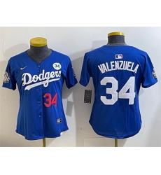 Women Los Angeles Dodgers 34 Toro Valenzuela Royal 2024 World Series With No 34 Patch Alternate Limited Stitched Baseball Jersey Women Los Angeles Dodgers 34 Toro Valenzuela Royal 2024 World Series With No 34 Patch Alternate Limited Stitched Baseball Jersey