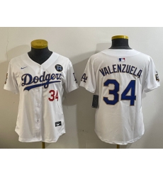 Women Los Angeles Dodgers 34 Toro Valenzuela White Gold 2024 World Series With Fernando Memorial Patch Limited Stitched Baseball Jersey Women Los Angeles Dodgers 34 Toro Valenzuela White Gold 2024 World Series With Fernando Memorial Patch Limited Stitched Baseball Jersey