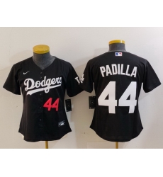Women Los Angeles Dodgers 44 Vicente Padilla Black Stitched Jersey 6 Women Los Angeles Dodgers 44 Vicente Padilla Black Stitched Jersey 6