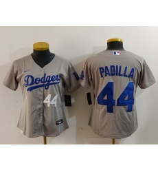 Women Los Angeles Dodgers 44 Vicente Padilla Grey Stitched Jersey 7 Women Los Angeles Dodgers 44 Vicente Padilla Grey Stitched Jersey 7