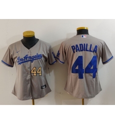 Women Los Angeles Dodgers 44 Vicente Padilla Grey Stitched Jersey 9 Women Los Angeles Dodgers 44 Vicente Padilla Grey Stitched Jersey 9
