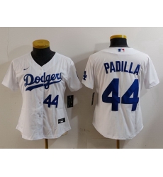 Women Los Angeles Dodgers 44 Vicente Padilla White Stitched Jersey 3 Women Los Angeles Dodgers 44 Vicente Padilla White Stitched Jersey 3