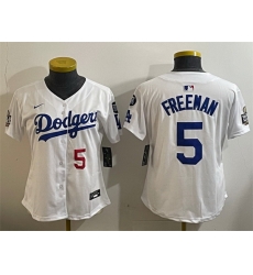 Women Los Angeles Dodgers 5 Freddie Freeman White 2024 World Series With Fernando Memorial Patch Home Limited Stitched Baseball Jersey Women Los Angeles Dodgers 5 Freddie Freeman White 2024 World Series With Fernando Memorial Patch Home Limited Stitched Baseball Jersey