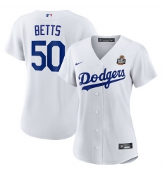 Women Los Angeles Dodgers 50 Mookie Betts White 2024 World Series Cool Base Stitched Baseball Jersey Women Los Angeles Dodgers 50 Mookie Betts White 2024 World Series Cool Base Stitched Baseball Jersey