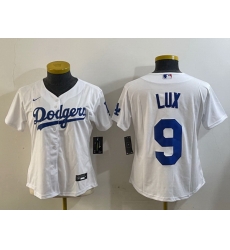 Women Los Angeles Dodgers 9 lux White Cool Base Stitched Baseball Jersey Women Los Angeles Dodgers 9 lux White Cool Base Stitched Baseball Jersey