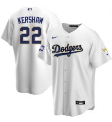 Women Los Angeles Dodgers Clayton Kershaw 22 Championship Gold Trim White Limited All Stitched Cool Base Jersey Women Los Angeles Dodgers Clayton Kershaw 22 Championship Gold Trim White Limited All Stitched Cool Base Jersey