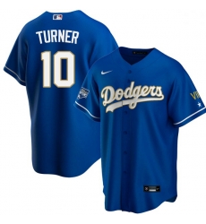 Women Los Angeles Dodgers Justin Turner 10 Championship Gold Trim Blue Limited All Stitched Cool Base Jersey Women Los Angeles Dodgers Justin Turner 10 Championship Gold Trim Blue Limited All Stitched Cool Base Jersey