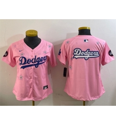 Women Los Angeles Dodgers Team Big Logo Pink 2025 Tokyo Series Limited Stitched Baseball Jersey Women Los Angeles Dodgers Team Big Logo Pink 2025 Tokyo Series Limited Stitched Baseball Jersey