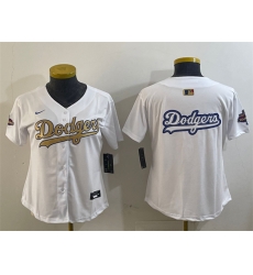Women Los Angeles Dodgers Team Big Logo White 2025 Gold Collection Limited Stitched Baseball Jersey 002 Women Los Angeles Dodgers Team Big Logo White 2025 Gold Collection Limited Stitched Baseball Jersey 002