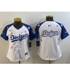 Women Los Angeles Dodgers Team Big Logo White Royal 2025 Tokyo Series Limited Stitched Baseball Jersey 001 Women Los Angeles Dodgers Team Big Logo White Royal 2025 Tokyo Series Limited Stitched Baseball Jersey 001