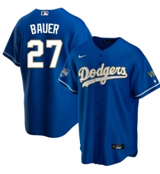 Women Los Angeles Dodgers Trevor Bauer 27 Championship Gold Trim Blue Limited All Stitched Cool Base Jersey Women Los Angeles Dodgers Trevor Bauer 27 Championship Gold Trim Blue Limited All Stitched Cool Base Jersey