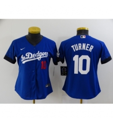 Women's Los Angeles Dodgers #10 Justin Turner Blue City Player Jersey Women's Los Angeles Dodgers #10 Justin Turner Blue City Player Jersey