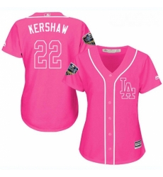 Womens Majestic Los Angeles Dodgers 22 Clayton Kershaw Authentic Pink Fashion Cool Base 2018 World Series MLB Jersey Womens Majestic Los Angeles Dodgers 22 Clayton Kershaw Authentic Pink Fashion Cool Base 2018 World Series MLB Jersey