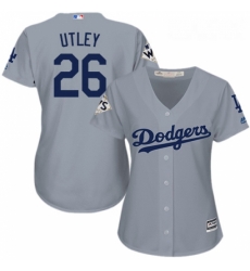 Womens Majestic Los Angeles Dodgers 26 Chase Utley Authentic Grey Road 2017 World Series Bound Cool Base MLB Jersey Womens Majestic Los Angeles Dodgers 26 Chase Utley Authentic Grey Road 2017 World Series Bound Cool Base MLB Jersey
