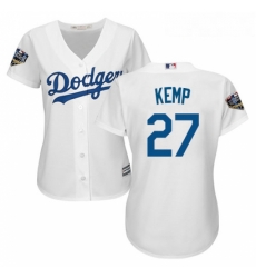 Womens Majestic Los Angeles Dodgers 27 Matt Kemp Authentic White Home Cool Base 2018 World Series MLB Jersey Womens Majestic Los Angeles Dodgers 27 Matt Kemp Authentic White Home Cool Base 2018 World Series MLB Jersey