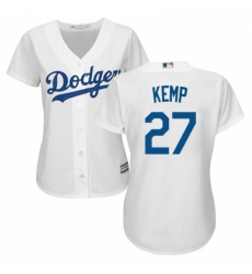Womens Majestic Los Angeles Dodgers 27 Matt Kemp Authentic White Home Cool Base MLB Jersey 