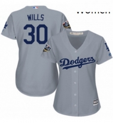 Womens Majestic Los Angeles Dodgers 30 Maury Wills Authentic Grey Road Cool Base 2018 World Series MLB Jersey Womens Majestic Los Angeles Dodgers 30 Maury Wills Authentic Grey Road Cool Base 2018 World Series MLB Jersey