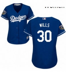 Womens Majestic Los Angeles Dodgers 30 Maury Wills Authentic Royal Blue Alternate Cool Base 2018 World Series MLB Jersey Womens Majestic Los Angeles Dodgers 30 Maury Wills Authentic Royal Blue Alternate Cool Base 2018 World Series MLB Jersey