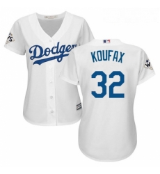 Womens Majestic Los Angeles Dodgers 32 Sandy Koufax Authentic White Home 2017 World Series Bound Cool Base MLB Jersey Womens Majestic Los Angeles Dodgers 32 Sandy Koufax Authentic White Home 2017 World Series Bound Cool Base MLB Jersey