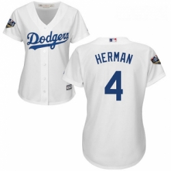 Womens Majestic Los Angeles Dodgers 4 Babe Herman Authentic White Home Cool Base 2018 World Series MLB Jersey