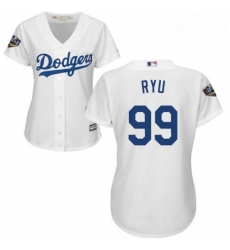 Womens Majestic Los Angeles Dodgers 99 Hyun Jin Ryu Authentic White Home Cool Base 2018 World Series MLB Jersey Womens Majestic Los Angeles Dodgers 99 Hyun Jin Ryu Authentic White Home Cool Base 2018 World Series MLB Jersey